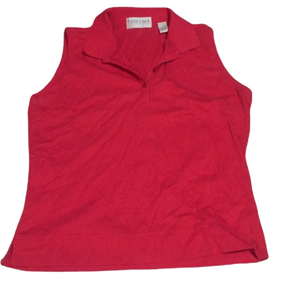 Classic Tehama M red sleeveless golf polo